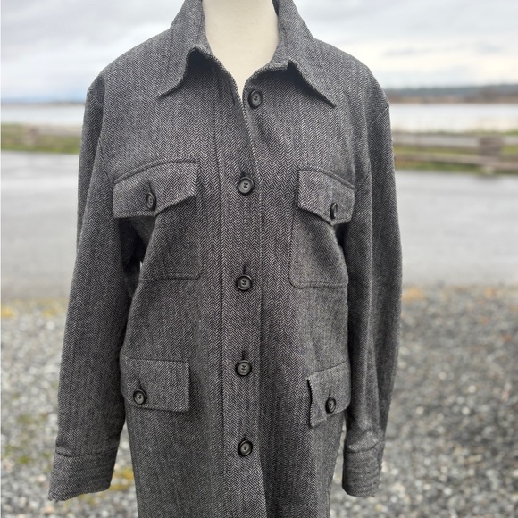 Vintage Herringbone Wool Coat Sz 12 - Picture 11 of 11